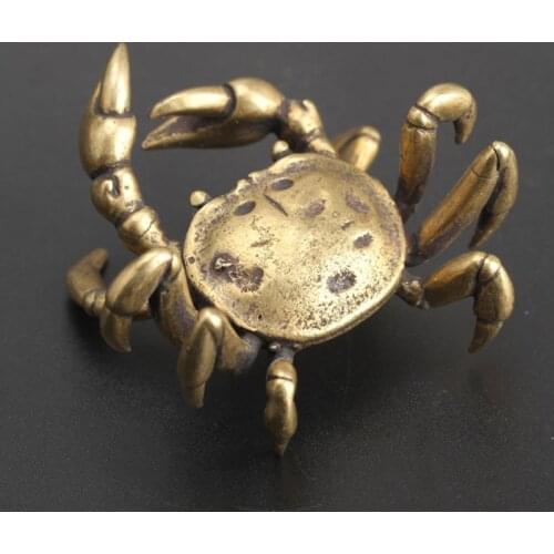 2021 New Copper Crab Figurines Miniature Home Garden Decor Ornaments Brass Animal Handmade Crafts Crab Bronze Table Tea Pet