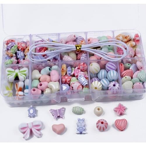 220Pcs/set Mixed Color Acrylic Beads Set Loose Beads Handmade Toy Making Bracelet Necklace Accessories Party Girl Toy Gift