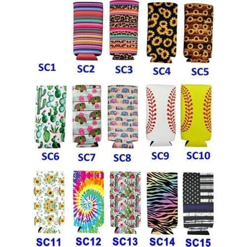 2500pcs Creative Neoprene Can Cooler Sleeve for 330ml Slim Can Holder Sunflower Baseball Pattern Beer Soda Water Can Cover