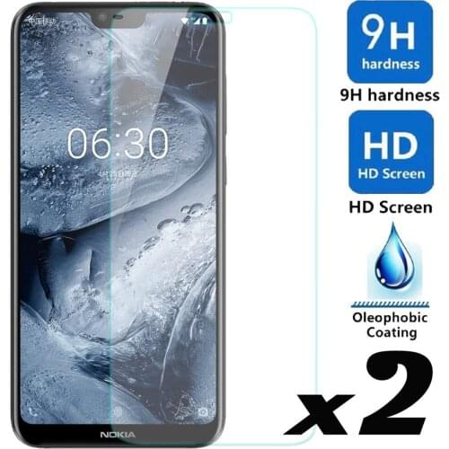 2 x 9H HD Tempered Glass Screen Protector Explosion-proof Bubble Free Front Guard Films For Microsoft Nokia X6 / 6.1 Plus (2018)