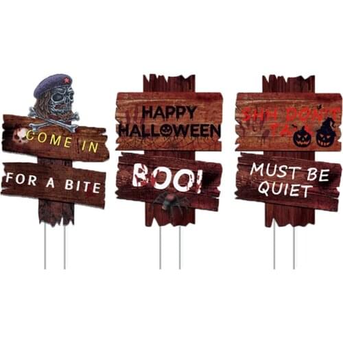3pcs Halloween Sidewalk Sign Beware Yard Signs Stakes Halloween Decorations Decorative Lawn Yard Sign Outdoor Yard Signs