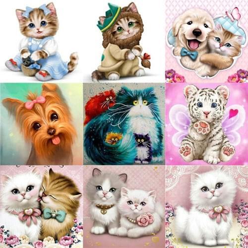 Cat Full Square/round Stones Animal Cartoon 5d Diamond Painting Diamond Embroidery Cross Stitch Rhinestone Picture Diamant New
