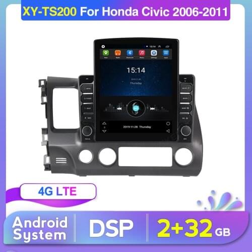 New Tesla style car radio gps multimedia For Honda Civic 8 2005 2006 2007 2008 2009 2010 2011 Autoradio player rear camera dvr