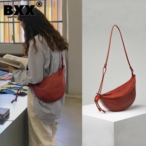 [BXX] Woman New Brand Designer Brief Hobos Soft PU Leather Personality All-match Crossbody Shoulder Bag Fashion Tide 2021 GF0255