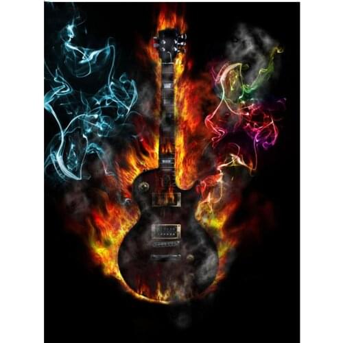 Color flame guitar diamond embroidery full round diamond paintings full square drill 5d diy mosaic painting by numbers