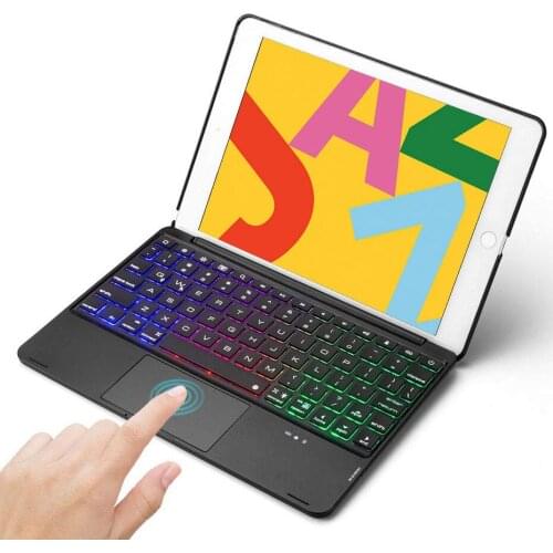 For iPad pro 9.7 2017 2018 New iPad air Smart LED Backlit Aluminum Wireless Bluetooth 5.0 Touchpad Keyboard Case Stand Cover