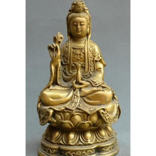 Chinese Buddhism bronze carve Avalokitesvara Kwan-yin Guanyin bodhisattva statue