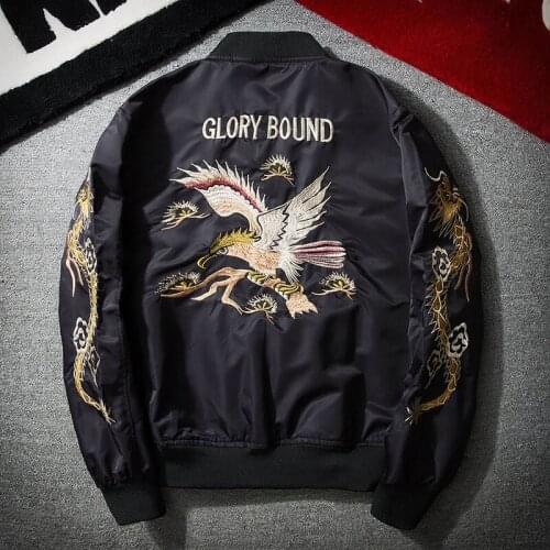 YuWaiJiaRen New Arrival Brand Clothing Unisex Bomber Jacket Flying Dragon Embroidered Thin Windbreaker Hip Hop Baseball Clothes