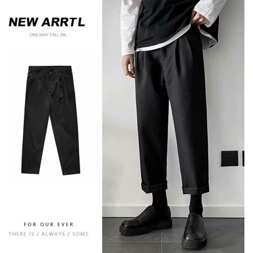 Summer Thin Casual Pants Mens Fashion Gray Black Beige Wide-leg Pants Men Korean Loose Straight-leg Suit Pants Mens Dress Pants
