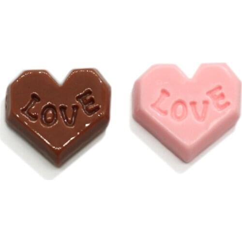 Love Heart Chocolate Sweet Candy Resin Flatback Cabochons Miniature Dollhouse Chocolate Strawberry Candy Craft DIY Scrapbooking