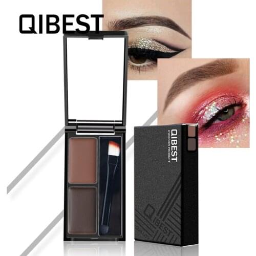 QIBEST Makeup set Eyebrow Enhancer Double Colors Double effect Eyebrow Powder Waterproof Sweatproof Lasting Cosmetic Cream