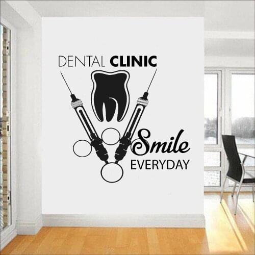 Tooth Healthcare Dental Clinic Wall Decal Smile Everyday Quote Vinyl Wall Stickers Stomatology Decals Teeth Wall Decor Z739