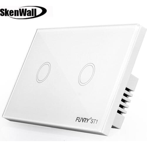 Wall Light Switch Touch Switch Luxury Crystal Glass Panel Led Light Switch 110-240V 120*73*34mm 1/2/3Gang US Standard 3 Colour