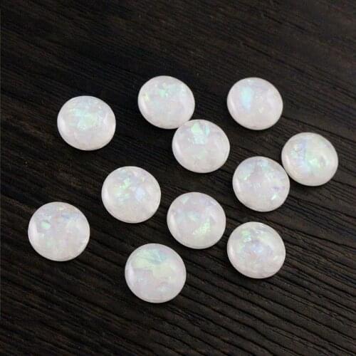 New Fashion 8mm 10mm 40pcs/Lot White Color Built-in metal foil Flat back Resin Cabochons Cameo