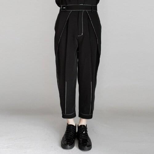 Custom Plus Size The new youth versatile personality nine minutes men overalls 26-46