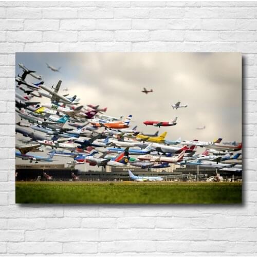 Aircraft Airport Airplane Scenery Wallpaper Creativity Posters and Prints Canvas Wall Art Modern Painting for Home Decor