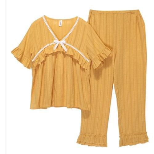 Maternity wear summer thin breathable cotton short sleeve confinement nursing pajamas