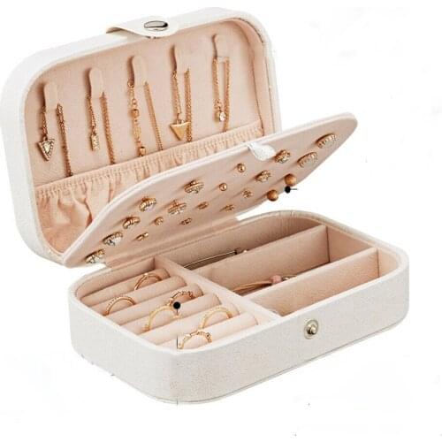 PU Girl Jewelry Box Organizer Travel Jewerly Storage Box Double-Layer Earing Necklace Ring Box Sundries Organizing Holder Women