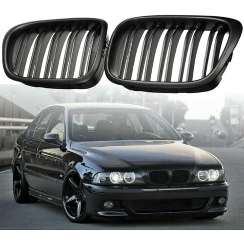 Front Bumper Kidney Grill Replacement Dual Slat Grilles for BMW E39 5 Series 525 528 1995-2004 Matte Black