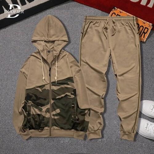 Tracksuit Men Two Piece Sets Hooded Camouflage Autumn Mens Sportswear Casual Joggers Outfit Set Male Outerwear Suit Clothing