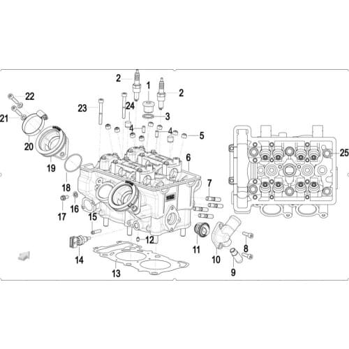 Spark plut oil seal cylinder head water thermostat cover water temperature sensor air inlet tube combination Of Benelli TRK502