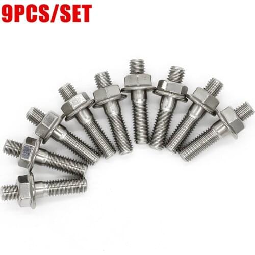 For B D Series M8*40 Exhaust Manifold Stud For Honda Civic Acura Integra V3 Stainless Steel Exhaust Stud Serrated Bolt Nut Screw