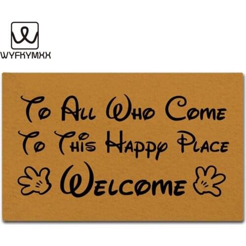 Funny Front Door Entrance Mats to All Who Come to This Happy Place,Welcome woven outdoor mat design outdoor entrance doormats