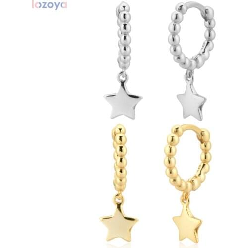 Lozoya 925 Rock Punk Party Gift Sterling Silver Star Moon Beads Circle Drop Earring Fashion Fine Jewelry 2020 Luxury