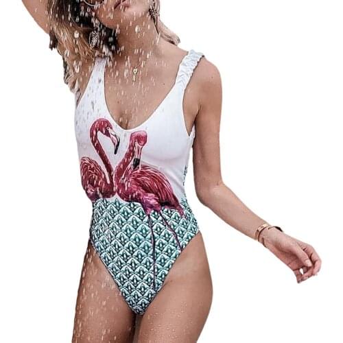 Womens Swimsuit Sexy Cartoon Print Sleeveless Backless Bodysuit One-piece Suit for Swimming Beach Vacation