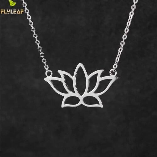 Flyleaf 925 Sterling Silver Buddhist Elements Lotus Flower Necklaces & Pendants For Women Elegant Lady Sterling-silver-jewelry