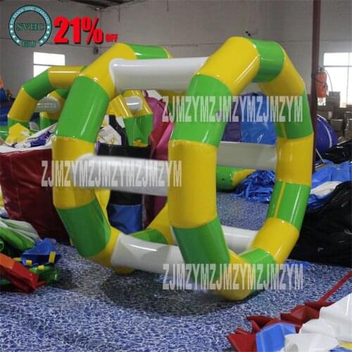 1PC Water Park Games Rental Commercial Inflatable Water Wheel , Water Inflatable Roller With air pump