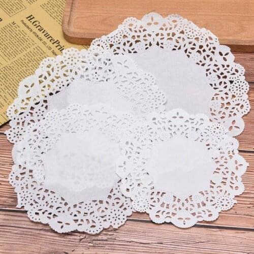 100Pcs 5 sizes Vintage Coasters / Placemat Craft Wedding Christmas Table Decoration White Round Lace Paper Doilies