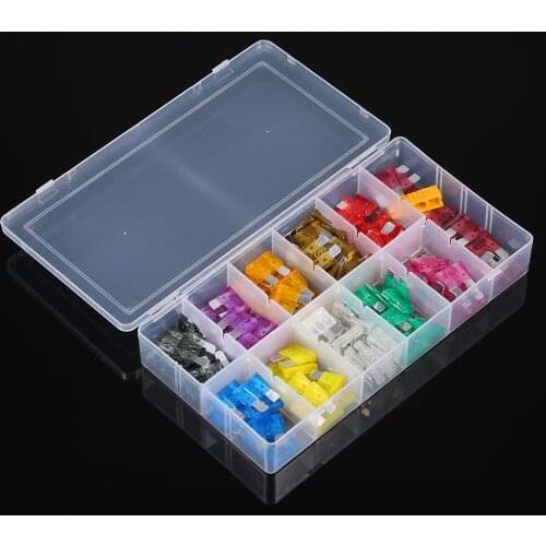 140PCS 2A-40A Automotive Standard Medium Auto Holder Car Fuse Assortment Motorcycle Secondary Size Replacement Fuses Kit