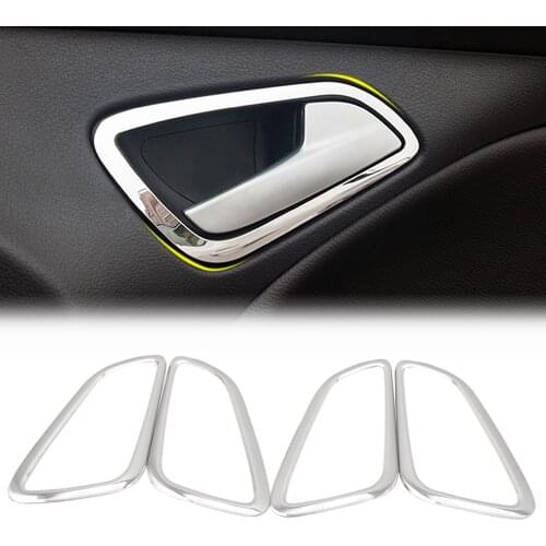 4pcs/set Stainless steel interior doors hand clasping decoration ring auto accessories case For Ford Focus 3 MK3 MK4 2012-2013