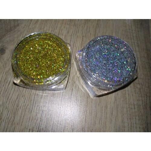 5gram x 1/128"(0.2mm)Laser Silver Gold Glitters Holographic Glitter Dust Powder Nails Laser Glitter Powders Nail Glitters 5ml
