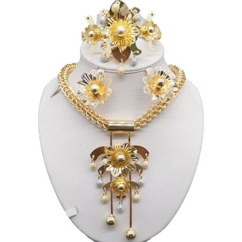 African Gold Fine Jewelry Sets Women Wedding Necklace New Design Wholesale Price Big Chain