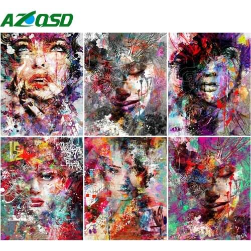 AZQSD 40x50cm Painting By Number Canvas Kits Portrait Abstract Art Handpainted Gift DIY Coloring By Numbers Girl Home Decor