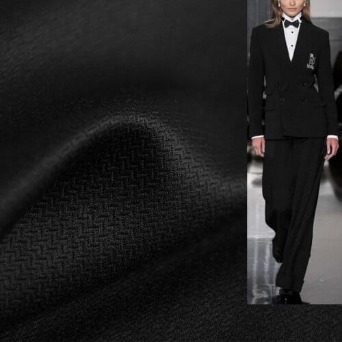 White waxberry Black Herringbone Yarn Dyed Worsted Wool Fabrics Materials Women Suits Pants Sewing Tailor Cloth Freeshipping
