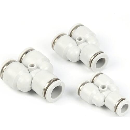 White 3 Way Port Y Shape Air Pneumatic 4mm to 16mm OD Hose Tube Push in Gas Plastic Pipe Fitting Connectors Quick Fittings PY