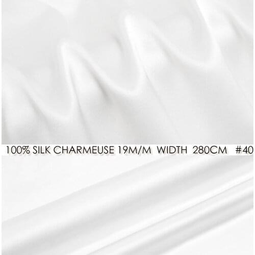 CISULI 100% SILK CHARMEUSE SATIN Fabric 19momme 280cm Plus Wide Pure Silk Bedsheet and Pillow Material Snow White 40
