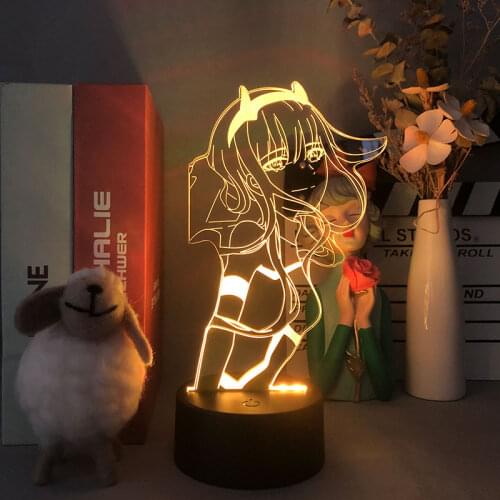 Darling In The Franxx Zero Two Anime LED Night Light Manga Figure 02 Girls Model LED Decorative Table Lamp for Bedroom Kid Gifts