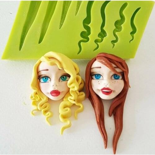 Hair Fondant Cake Mold Silicone Mould Resin Clay Moulds Chocolate Mold Fondant Cake Silicone Mold Baking Przy Girl Cartoon 001