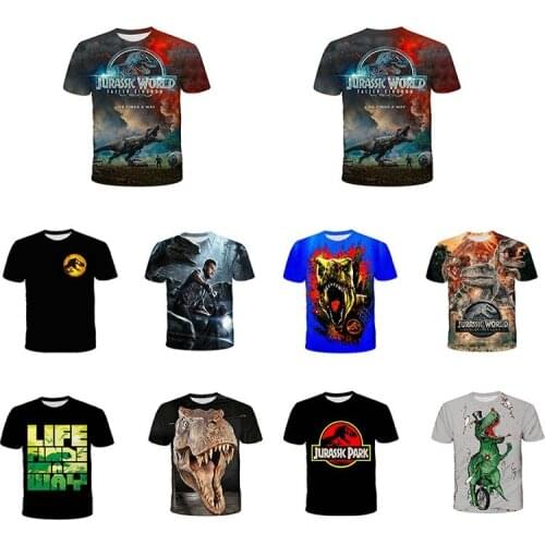 Jurassic World Fallen Kingdom Cool Dinosaur Head 3D Printed Short Sleeve T shirt Boys and Girls Hiphop Tee Tshirts Color Clothes