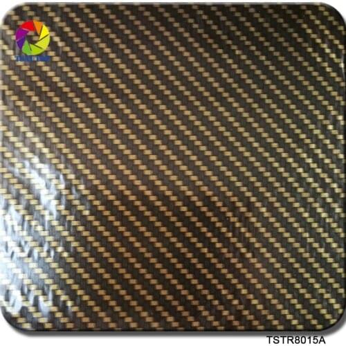 ROYAL TSAUTOP Size 1m x 10m hydrographics film transfer yellow carbon fiber hydro dipping film For CAR parts WDF8015A