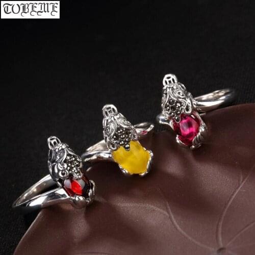 Handmade 100% 925 Pixiu Ring Fengshui Pixiu Ring Good Luck Bohemia Women Ring