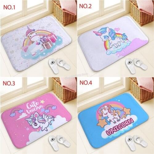 Unicorn Little Pony Bathroom Rugs Lovely Cartoon Printed Floor Mat Non-slip Outdoor Carpet Protective Bath Mats Home Decoration