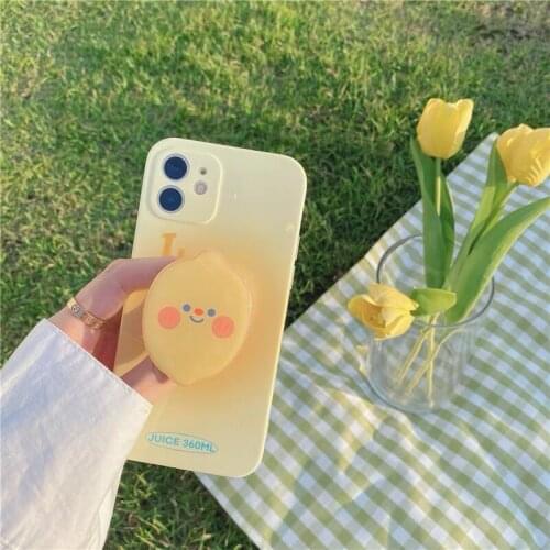 Cute Lemon Juice Phone case For iphone 12 11 pro max xr xs max x SE2020 7 8 plus Soft Silicone Cover Stand Holder Ins Phone Case