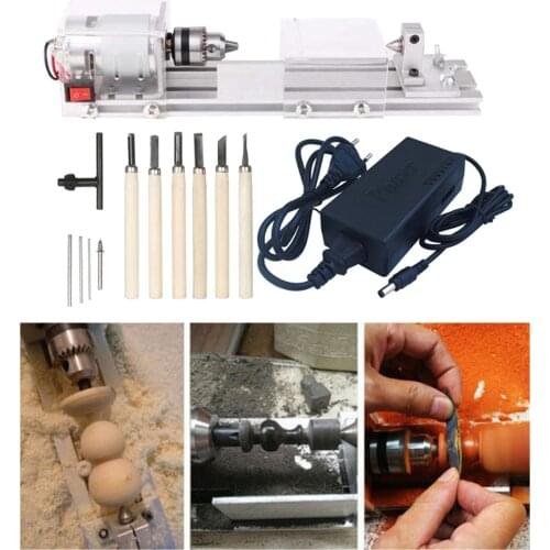 Mini Wood Lathe Machine DIY Woodworking Miniature Mini Lathe Beads Polisher Machine