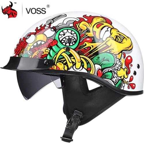 Voss Motorcycle Helmet Men Vintage Racing Motocross Helmet Casco De Moto Summer Breathable Motorbike Half Face DOT Certification