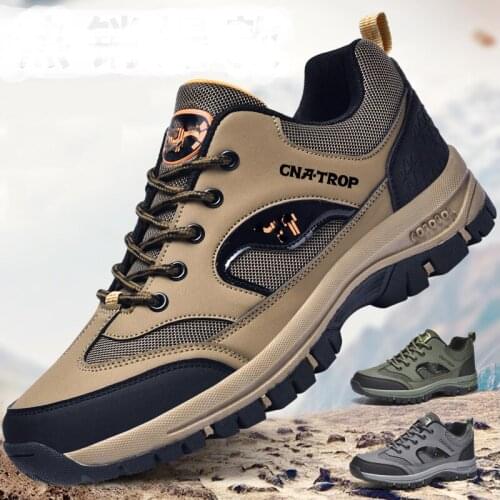 Mens outdoor large size hiking shoes, new breathable cross-country hiking shoes, high-top casual mens shoes trend